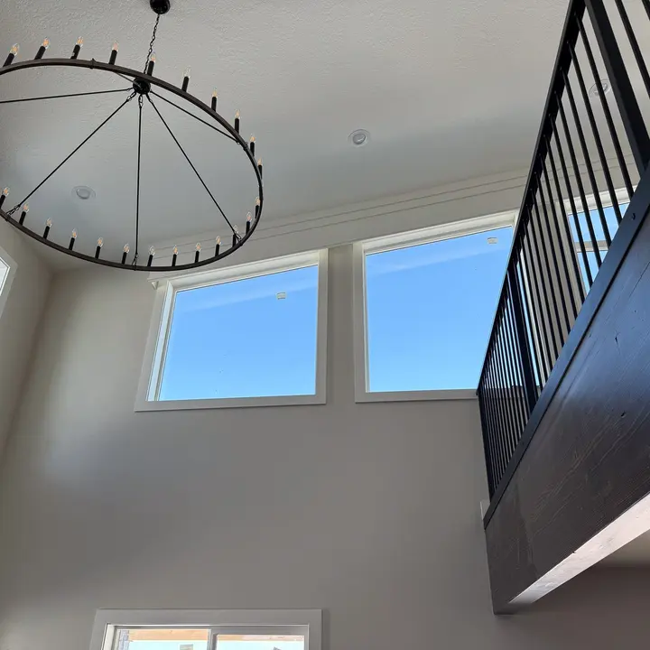 Interior wall and staircase area with crisp white trim